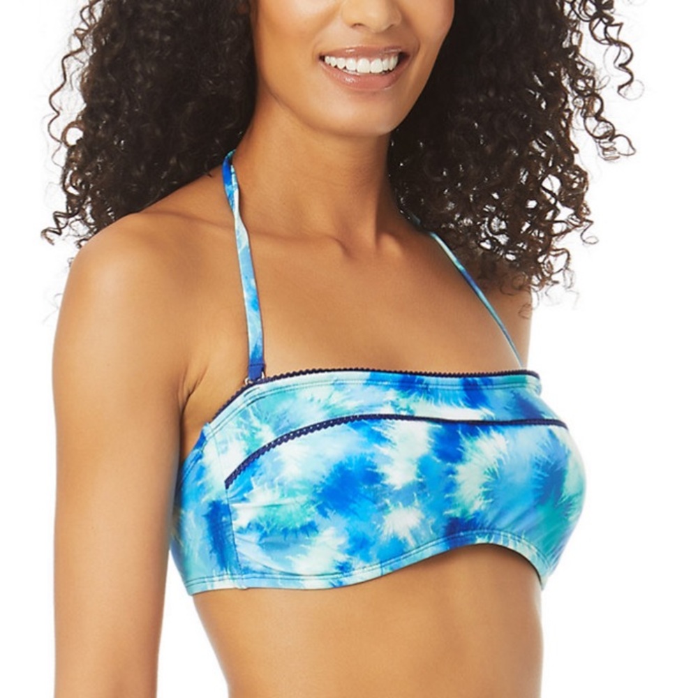 NWT California Waves Festival Convertible Bandeau Swimsuit Bikini Top Blue SZ XL - Picture 3 of 4